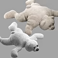 Plush Teddy Bear Stuffed Toys Lying Flat In Light Gray And Beige Soft Material For Kids