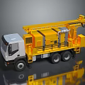 Yellow and White Heavy Duty Utility Vehicle With Large Mechanical Drilling Structure For Construction