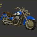 Blue Classic Motorcycle With Brown Seat Chrome Handlebars And Headlight