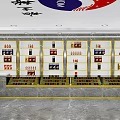 Tobacco and Alcohol Store Interior Featuring Shelves With Liquor Cigarettes And Tables