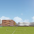 Modern School Campus Architectural Design Featuring Green Roofs Sports Field And Running Track