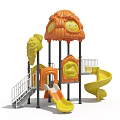 Kindergarten Playground Equipment With Slides And Tower 3d model