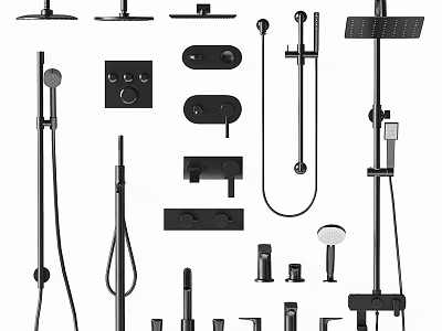 Modern Shower System Components Including Heads Handles Controls and Stylish Designs 3d model