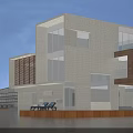 Modern Detached Villa With Large Glass Windows Waterfront Terrace And Lounge Chairs