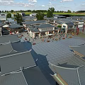 Traditional Commercial Street With Ancient Architecture Gray Roofs Shops Pedestrian Plaza And Trees