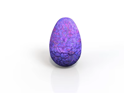 Modern Unique Purple Cracked Textured Egg Shaped Household Decorative Item 3d model