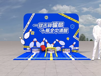 Interactive Zone For Anti Fraud Mobile Security With Bowling Game Setup 3d model