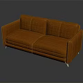Modern Brown Leather Sofa with Simple Design and Metal Legs