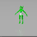 Green Mechanical Robot Character 3D Model Design With White Accents And Shiny Surface