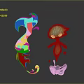 Cute 3D Cartoon Game And Movie Characters Orange Flame And Blue Water Drop Shapes