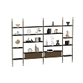 Modern Metal Frame Shelving Unit With Multiple Shelves And Decorative Items Cabinet