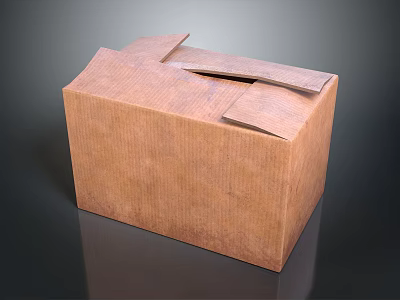 Household Storage Cardboard Box With Open Top Brown Material And Folded Flaps 3d model