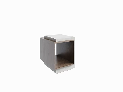 Modern Wooden Bedside Table With Open Storage Space And Minimalist Design Structure 3d model