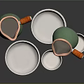 Stylish Modern Dinnerware Set Green And White With Stackable Bowls Plates And Handle Pitchers