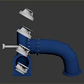 Turbocharger Exploded View With Blue Housing And Silver Turbine Blades