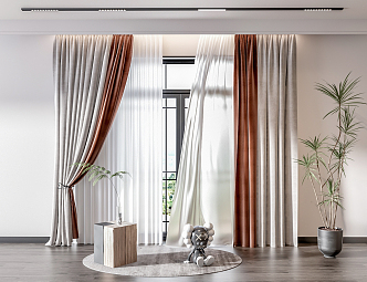 modern curtain cloth curtain 3d model