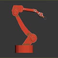 Red Industrial Robotic Arm Equipment With Mechanical Gripper And Stable Base