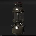 Vintage Kerosene Lamp With Metal Frame Glass Shade And Rustic Design