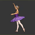 Young Female Ballet Dancer Wearing Purple Tutu With Tiara Performing Dance Pose