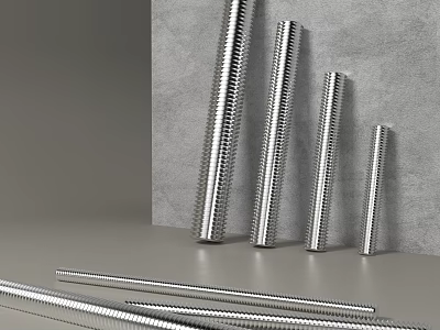 Stainless Steel Threaded Rods As Durable Metal Hardware Tools With Different Lengths For Industrial Use 3d model