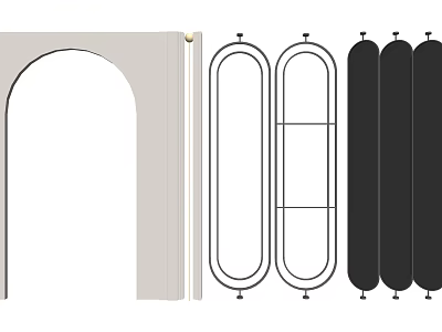 Modern Room Dividers Featuring Arch Oval And Black Vertical Strip Designs For Home Decor 3d model