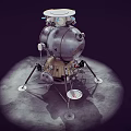 Realistic Lunar Lander Spacecraft Model With Silver Gold Body Blue Windows And Landing Legs
