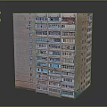Tall Multi story Residential Apartment Building With Uniform Window Layout And Brick Red Facade
