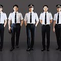 2D Modern Figure Flight Crew Flight Attender Flight Captain 3d model