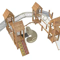 Modern slide wooden slide children slide children's playground 3d model