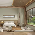 Rustic Modern Hotel Room With Wooden Beams Large Windows And Cozy Sofas