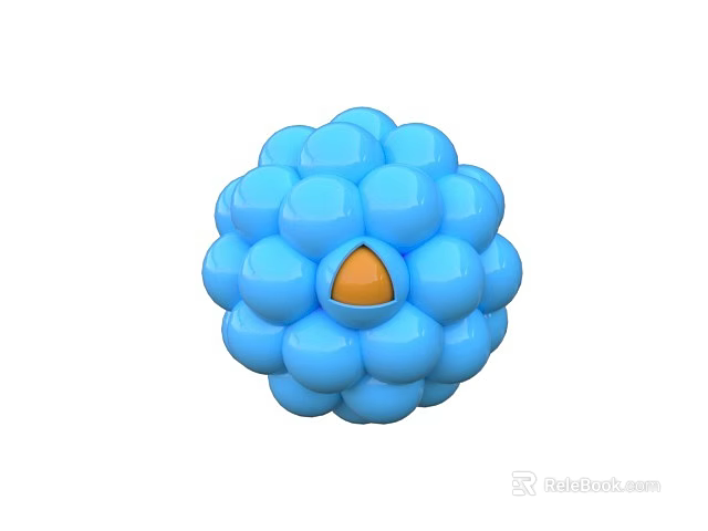 Blue Spherical Decorative Ornament Set With Small Round Units And Central Orange Accent 3d model 