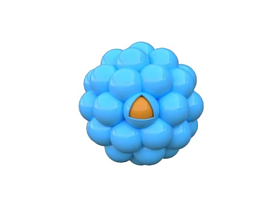 Blue Spherical Decorative Ornament Set With Small Round Units And Central Orange Accent 3d model