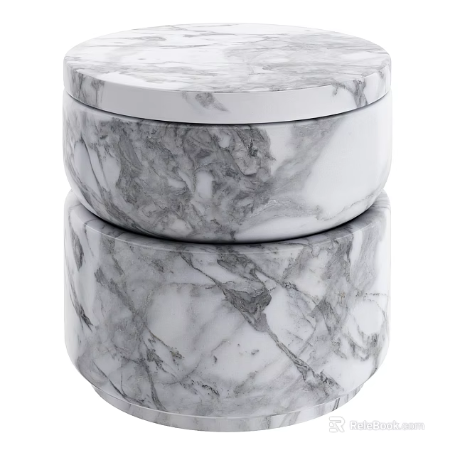 Marble Round Coffee Table With Stacked Double Layer Structure And Smooth Finish 3d model 