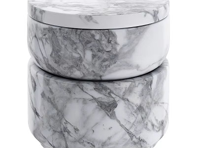 Marble Round Coffee Table With Stacked Double Layer Structure And Smooth Finish 3d model