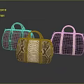 Stylish Fashion Handbags in Pink Snakeskin Pattern and Black Leather with Top Handles