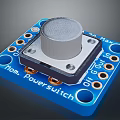 Power Switch Module With Blue Circuit Board Silver Button Holes And Connection Points 3d model