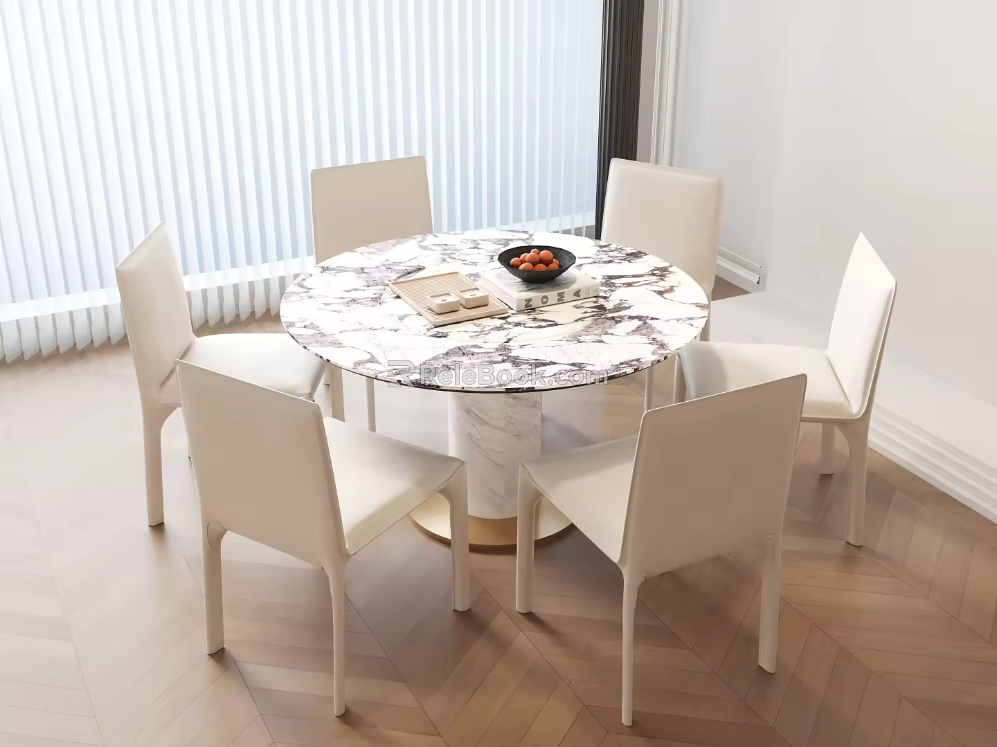 Round Dining Table Cream Style Dining Table Light Luxury Dining Table Meng Also Dining Table Deconstruction Dining Table 3d model