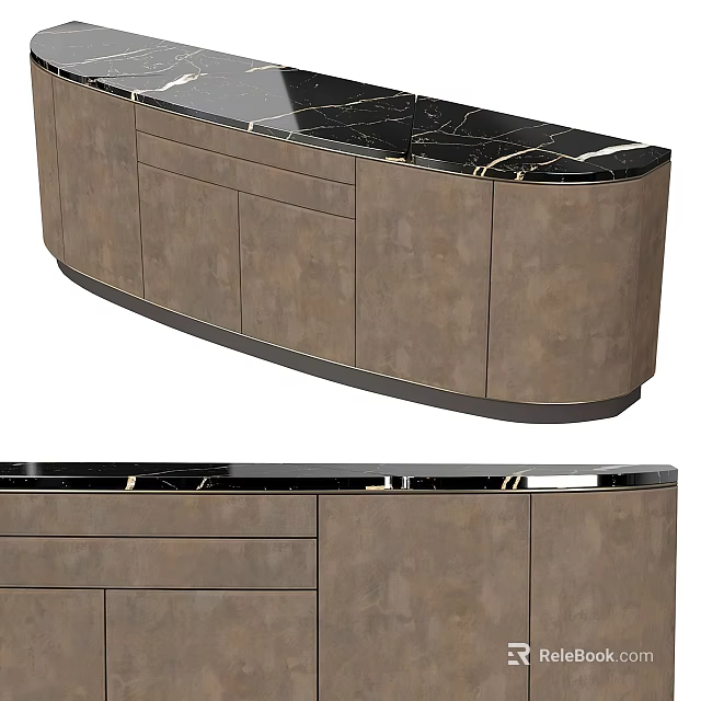 Modern Entryway Cabinet Sideboard With Marble Top And Storage Drawers Design 3d model 