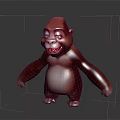 Red Gorilla Game Movie Character With Cartoon 3D Model Smiling Expression And White Belly