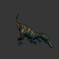 Realistic 3D Dinosaur Model With Blue Green Body And Orange Stripes Spiked Back