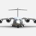 US Air Force C17 Globemaster III Military Transport Aircraft with Four Engines and Tail Fin