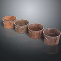 Set Of Four Wooden Washing Buckets For Daily Laundry And Household Use