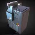 Modern Beverage Dispenser With Multiple Syrup Containers Dispensing Taps And Storage Cabinet