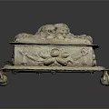Decorative Metallic Household Item With Carved Floral Patterns And Footed Base