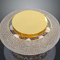 Luxurious Lighting Combination with Gold Circular Top and Silver Mesh Frame and Sparkling Crystal Inlays