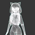A Woman With Blonde Hair Wearing Red Green Cat Ear Hat Glasses Yellow Bodysuit Red Jacket