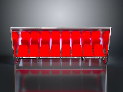 Red Modern Outdoor Chairs With Metal Frame And Multiple Seats 3d model