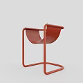 Red Modern Single Chair With Curved Design And Metal Frame Structure 3d model