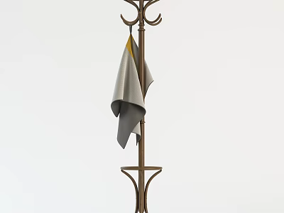 Floor Standing Clothes Hanger With Modern Design Hanging Gray Towel 3d model
