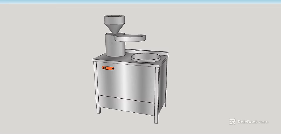 Stainless Steel Kitchen Food Processing Appliance With Funnel Top And Circular Countertop 3d model 